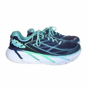 Hoka One One W Clifton 3 Navy Blue Aqua Sneakers 8